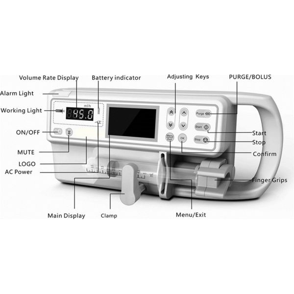 High Accuracy Syringe Infusion Pump Light Weight With Clear LCD Screen
