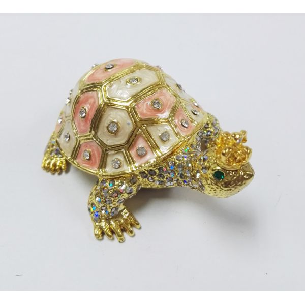 Fashion Wholesale Metal Crystal turtle trinket box Metal crown turtle trinket box