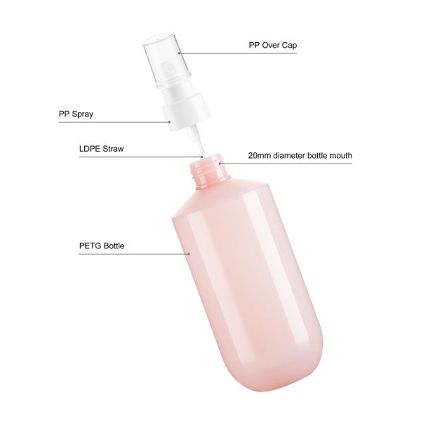 Розовая уникальная косметика PETG разливает 200ML по бутылкам ориентированное на заказчика с PP нагнетает