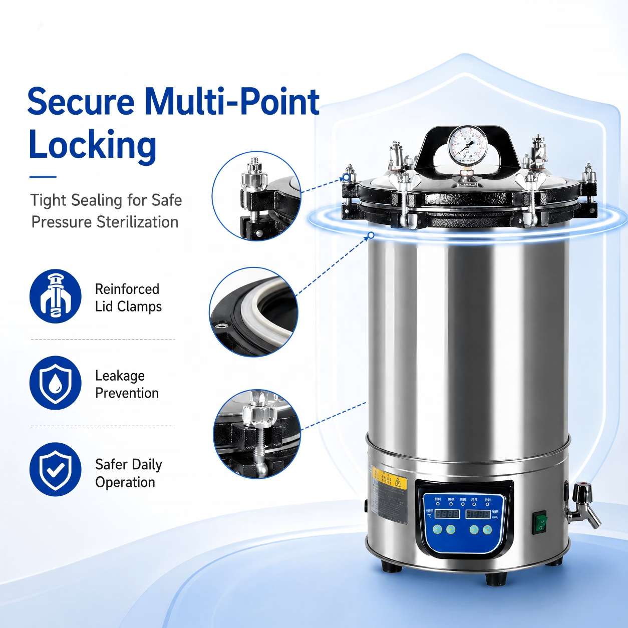 Portable Autoclave 18L 24L Stainless Steel High Pressure Steam Sterilizer for Lab & Clinical Use Laboratory Equipment