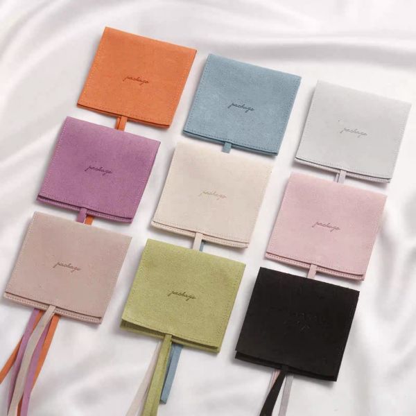 Morandi Color Microfiber Jewelry Packaging Pouch For Gift