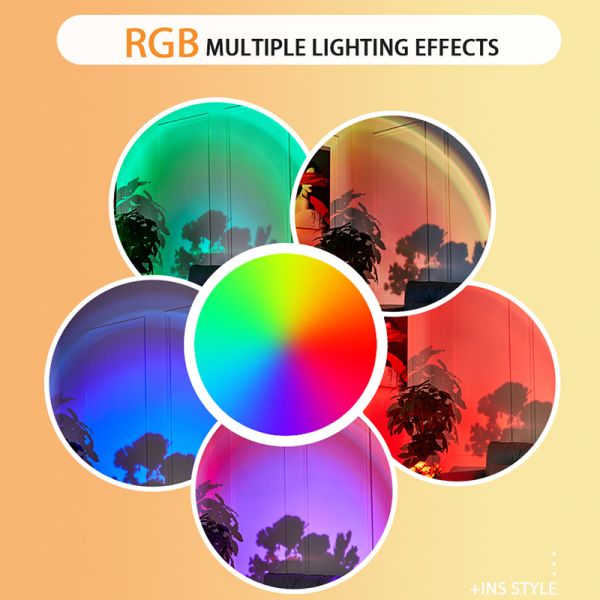Ring Light Sunset Light Modern Rainbow Sunset Projection Lamp Bedroom Decoration