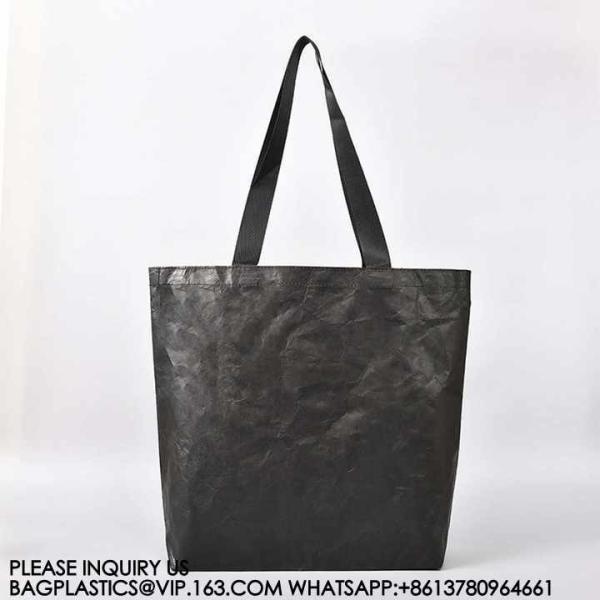 Untearable Washable Promotional Recycled Custom Logo Printed Waterproof Washable Coated Tyvek Kraft Paper Tote Bag
