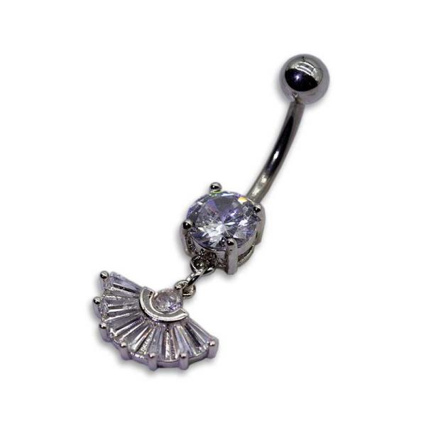 Fan Shape Dangle Silver Belly Button Ring Rhombic surgical steel OEM ODM