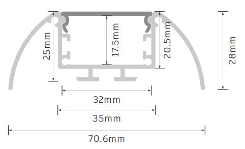 Perfil de aluminio llevado 6063 T5 de la tira con el difusor de la PC para la iluminación comercial