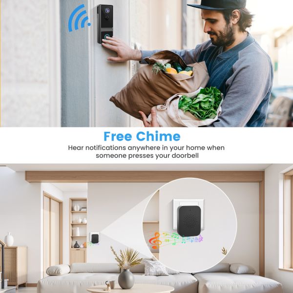 Voice Changer Smart Wi Fi Enabled Video Doorbell 1080P Full HD AI Human Detection