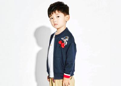 Boys Cardigan Sweater With Cotton Lining , Full Open Boys Zip Front Hoodie