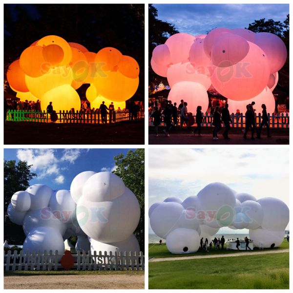 Large 12m x 7m Cloud-Shaped Inflatable Air Tent with LED Lighting and Customizable Logo for Outdoor Events