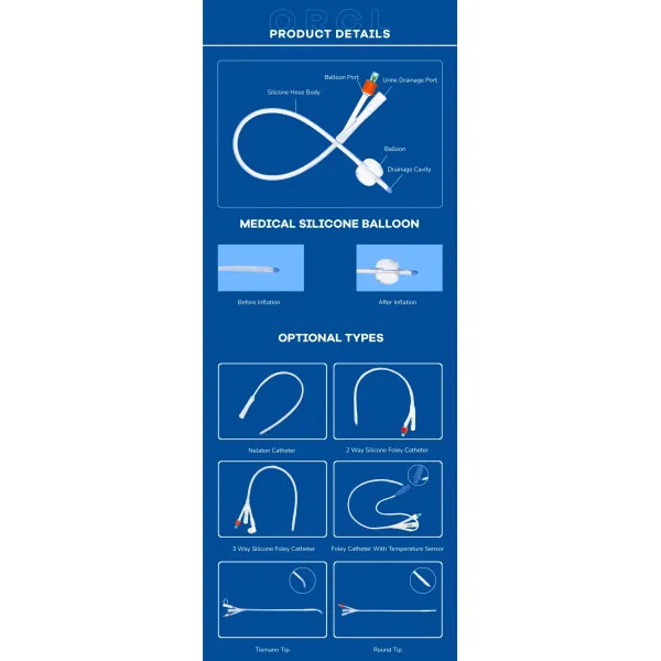 Catéters à base de silicone à usage unique 1 voie 2 voie 3 voie Fr6-Fr30