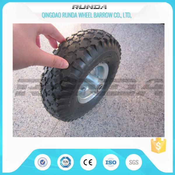 Staright Valve Pneumatic Rubber Wheels , Pneumatic Caster Wheels 3.50-6 Steel Rim