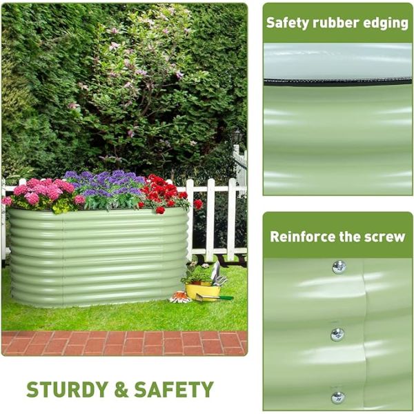Galvanized Raised Garden Bed Outdoor Oval Large Metal Garden Bed Planter Box Raised Beds For Gardening(3.4*2*2.66 Ft)