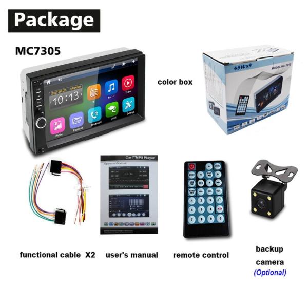 7 Inch 2 Din Car Stereo Touch Screen Auto Audio Bluetooth 1080P FM Radio