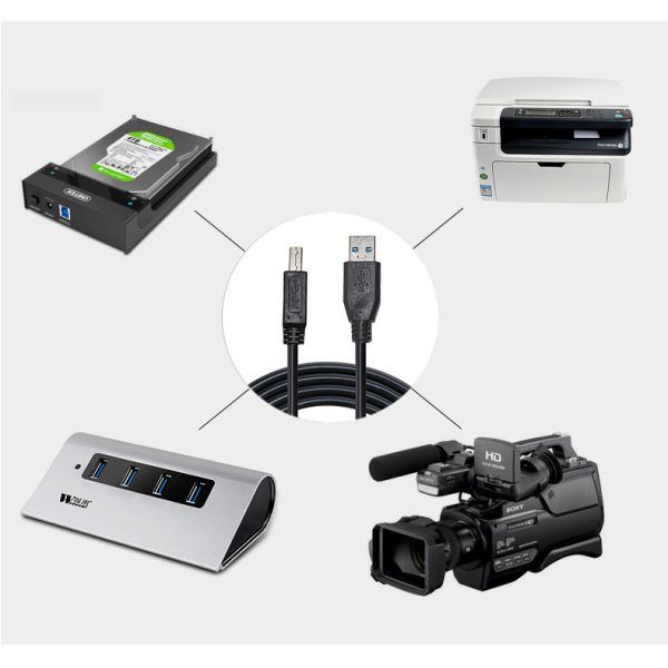 24AWG USB 3.0 Printer Cable Type A to B Male for HP Canon Epson