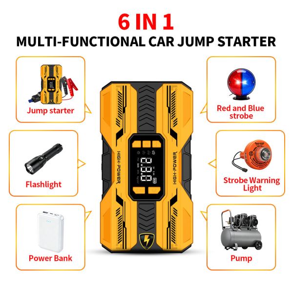 8000mAh Automobile Battery Jump Starter Pack Auto Shut Off Power Bank Motorcycle Tire Inflators Jump Starter