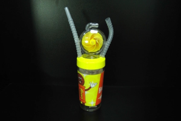 Yellow Cartoon Water Bottle , Windmill Style Kids Water Bottles With Fun