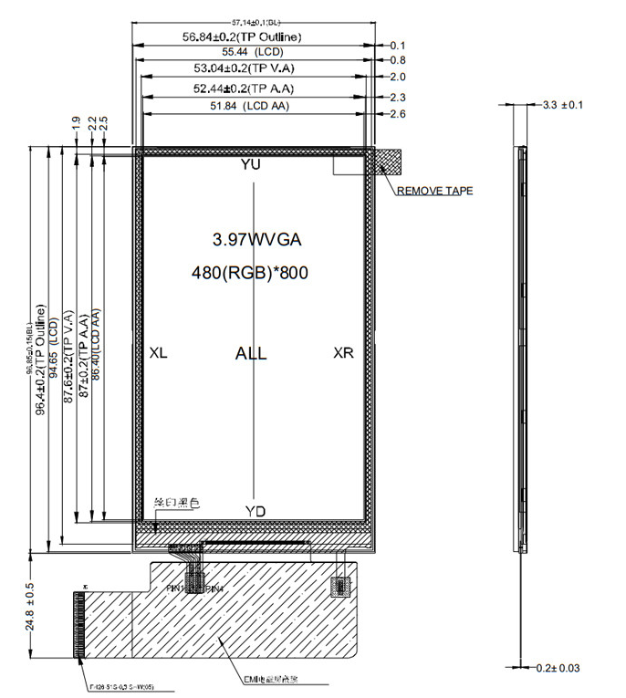 4 Inch 480x800 Resolution IPS Full Viewing Angle TFT LCD Touch Screen with RTP Touch Function