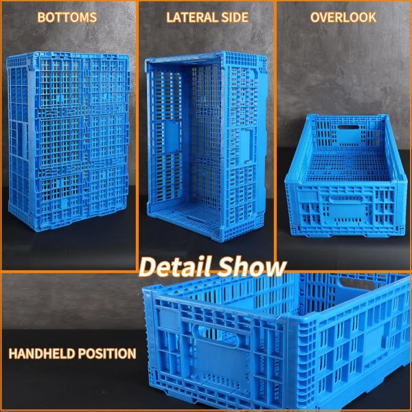 Collapsible Storage Bin Containe，52 Liter Transferheavy Duty Plastic Storage Box,Blue Milk Crates Heavy Duty Transit Storage Of Various Items