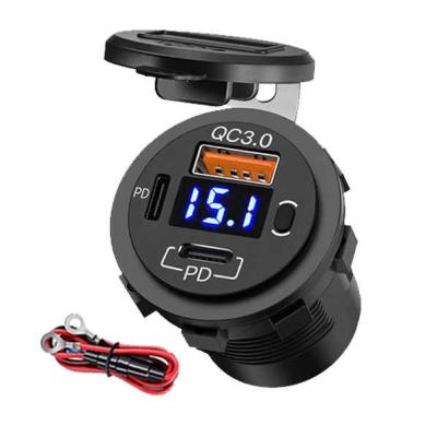 Dual PD+QC3.0 12V/24V Triple Port Car Charger Fast Car USB Charger For Phone