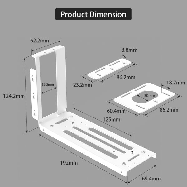 White Vertical GPU Bracket for High Speed PCI-E 4.0 16X Graphics Cards with 24cm Extension