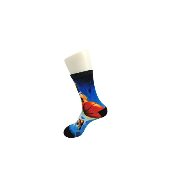 Sporty Anti - Bacterial Knitted 3D Printed Socks Unisex Adults Wearing Black
