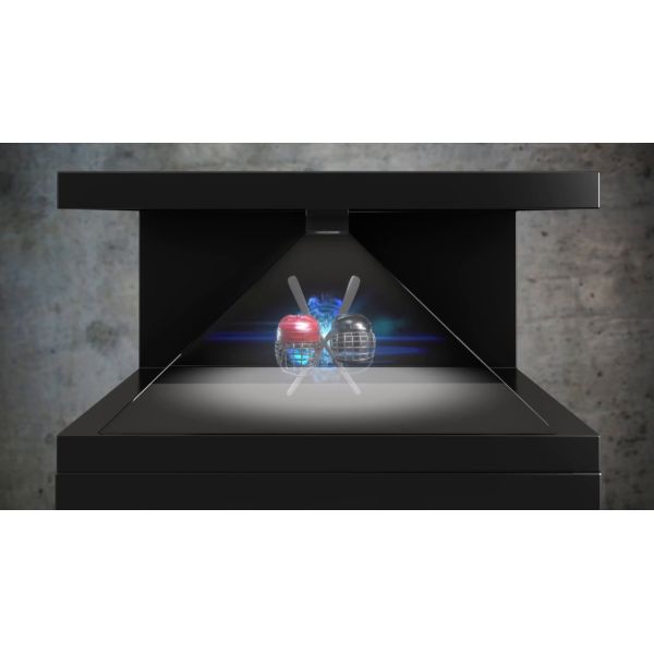 дисплей 3 пирамиды Холограм витрины дозора 3Д Холо встает на сторону 32 дюйма