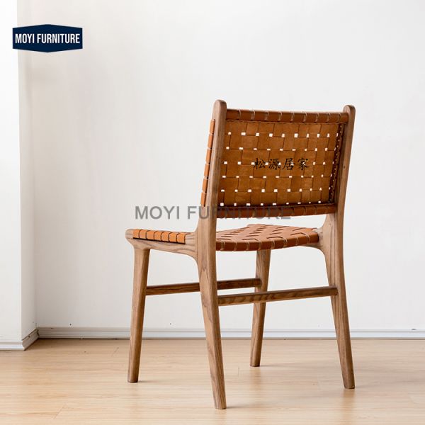 Dining Room Furniture Solid Wood Dining Chair with Upholstery Material Leather Nordic Brown Saddle Seat Restaurant