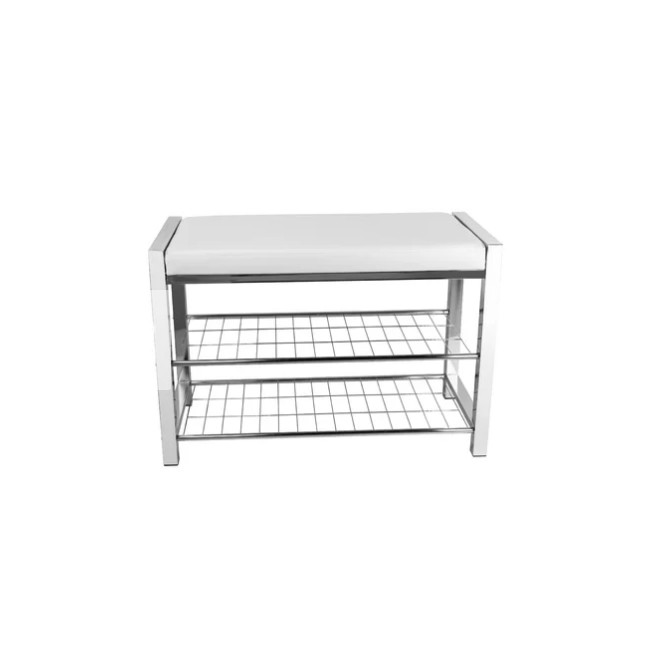 Rectangle Style Shoe Rack Bench with European Design and Chrome Finish Iron Structure