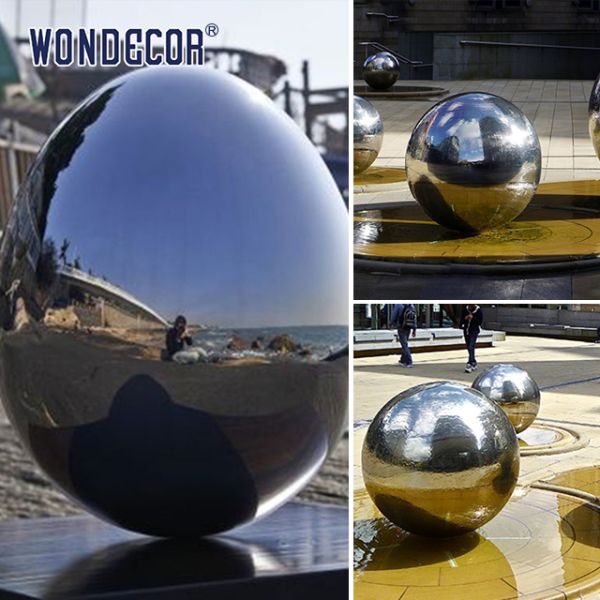 Large stainless steel spherical abstract sculpture