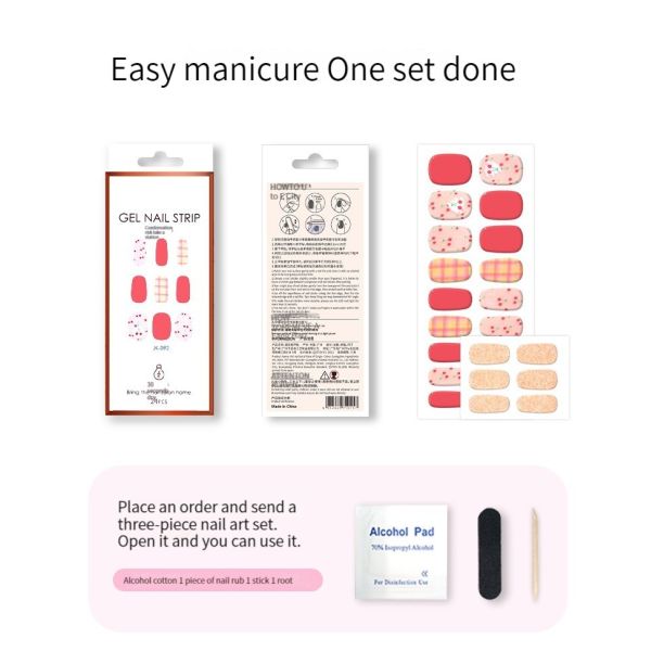 Wholesale Oem Customize Logo High Quality Full Wraps Strips Easy to Apply Semi Cured Nail Wraps Sticker
