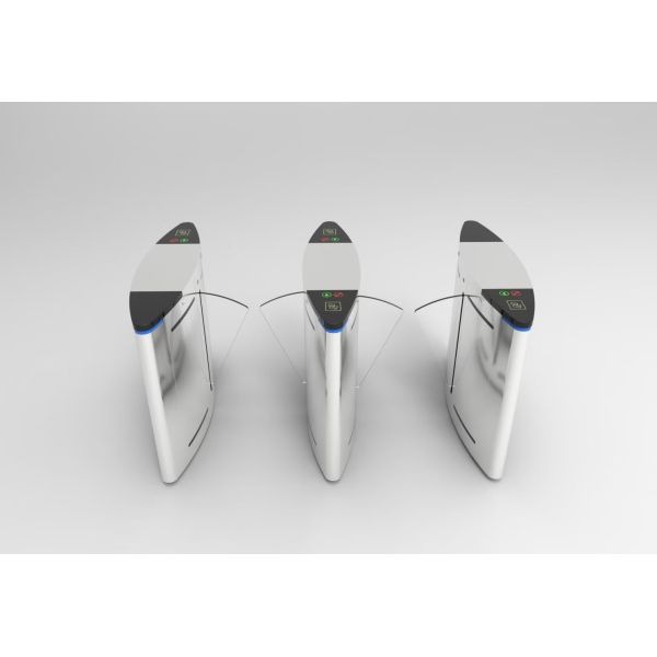 304 Stainless Steel Wing Gate Glasswing Compact Flap Turnstile with RS485 Communication and 550-1200mm Channel Width