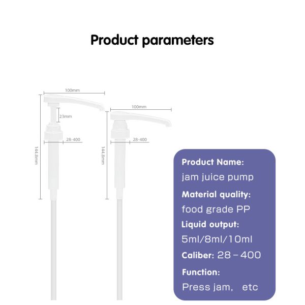28-400 Closure Narrow Head Syrup Pump Dispenser 5ml 8ml 10ml dosage Food grade Plastic Sauce Pump