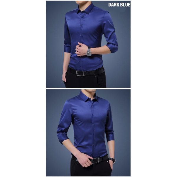 Collar más grande para hombres camisetas de color sólido camisas de manga larga para hombres