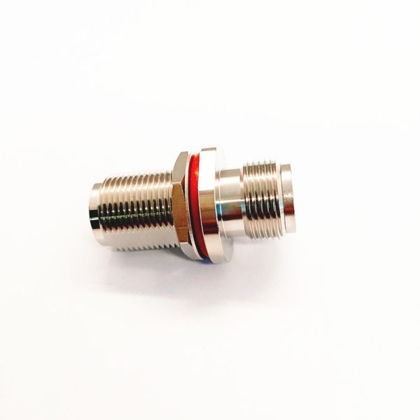 N Female To Female Bulkhead Adapter Nickel Plated Brass With A Waterproof Sealing Ring