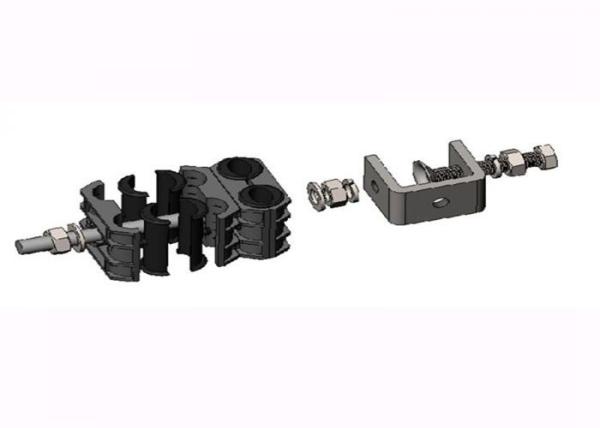 Underground Railway Double Hole Coaxial Cable Clamps Hold 4 X (9 - 14mm) Cables