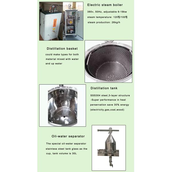 Stainless Steel Distillation Equipment for Rose and Lavender Essential Oil Extraction Depend on Model