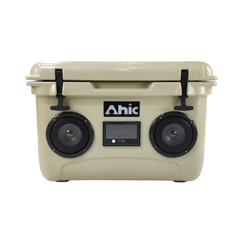 48QT Custom Branded 45L Premium Hard Music Cooler Box PE Thermal Insulated Portable Cooler For Outdoor Food  Factory Hard Rotomolded Cooler Box With Speaker