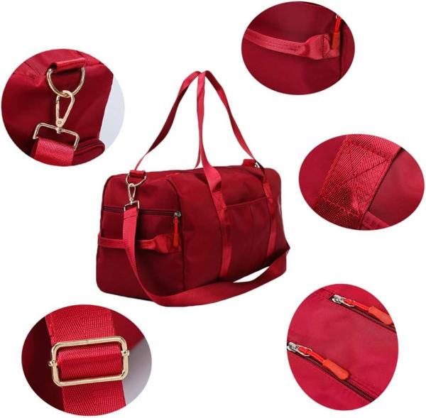 Red Large Sports Gym Weekender Training Swim Yoga Travel Bag with Wet Pocket and Shoes Compartment