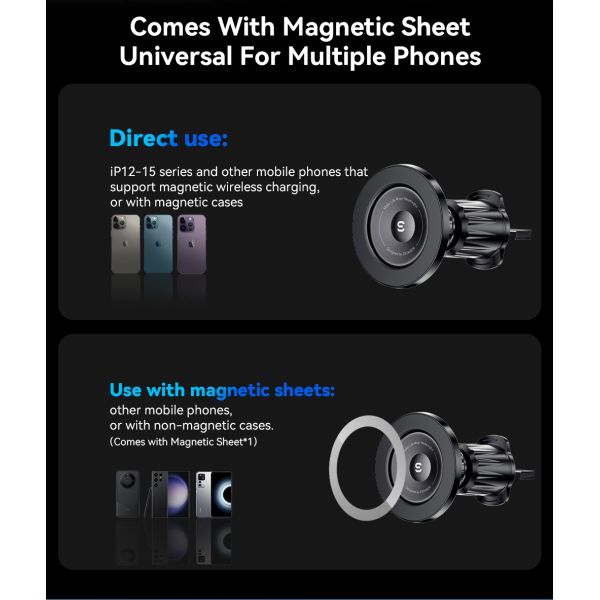 Essager ES-ZJ27 serie de cargadores de teléfono de ventilación de seguridad magnética para automóviles