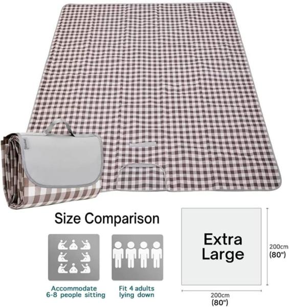Over Sized Outdoor Picnic Blanket 80*80 Inches Waterproof Portable