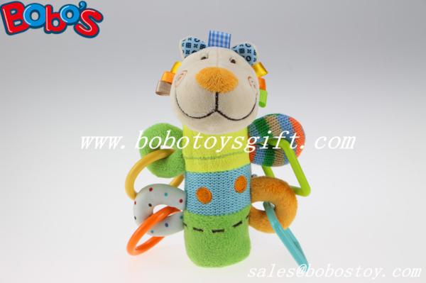 Soft Stuffed Colorful Lamb Animal Style Plush Baby Rattle Stick Toy with Plastic Accessory
