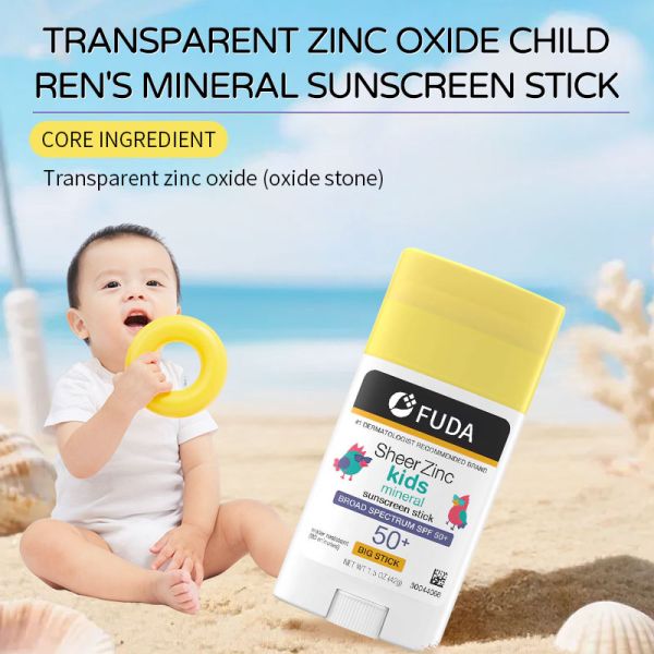 Protecteur solaire à base d'oxyde de zinc minéral transparent SPF 50 hydratant étanche pour les enfants
