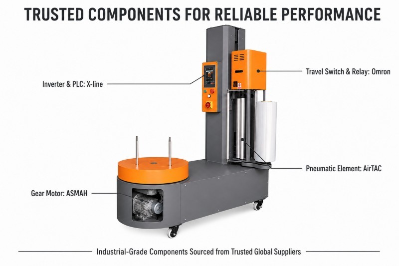 500mm Turntable Intelligent Luggage Wrapping Machine 250% Pre-Stretch Stretch Wrapper For Airports Hotels Travel Service Centers