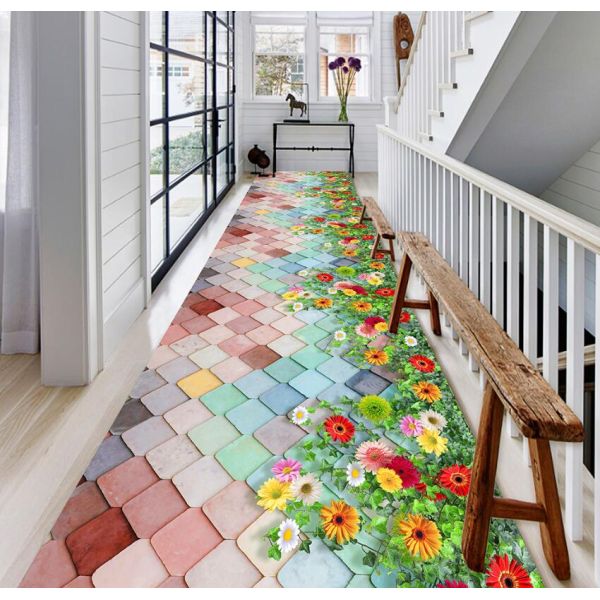 3D Plant Flower Cut Entrance corridor corridor stairway Commercial Floor Mat