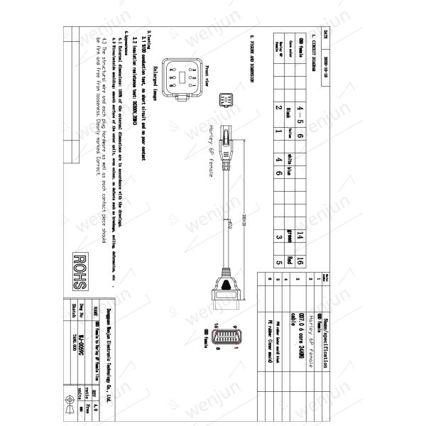 Женский к кабелю OBD мотоцикла 6 Pin прочному с диагностическим соединителем