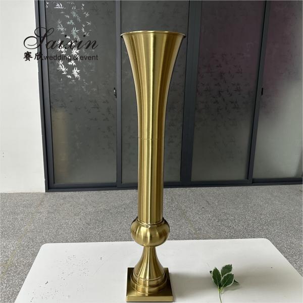 Vasos de ouro altos para peças centrais de casamento Decoração 98cm