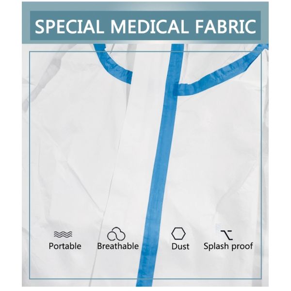 Waterproof Practical Medical Coverall Suit , Multiscene Disposable Coverall White