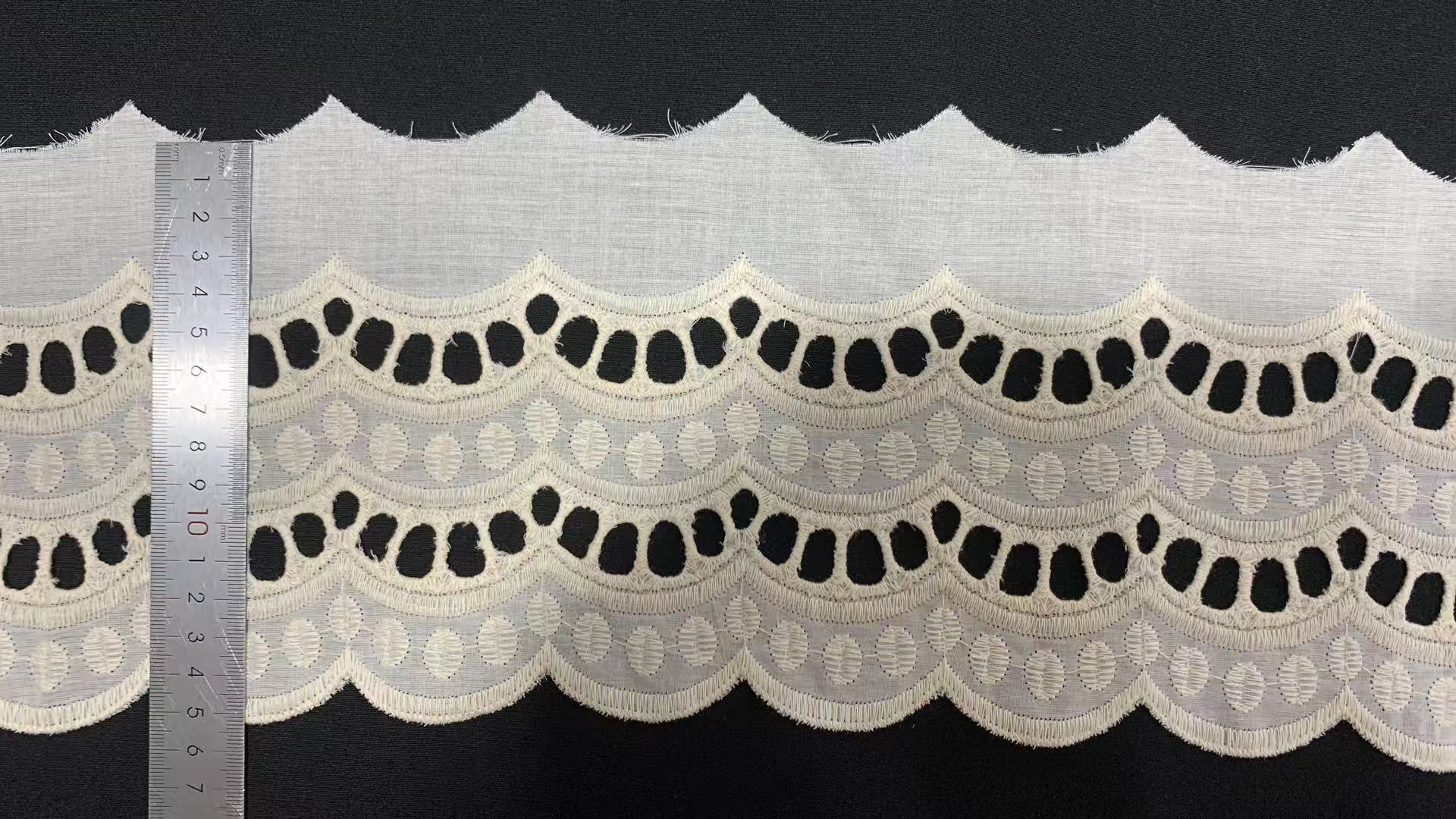Middle Eastern Scalloped Edge Cotton Lace Trim 3.8 Inches Wide for DIY Textile Accessories