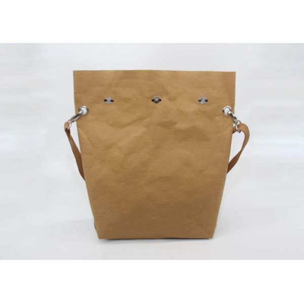 Custom Brown Kraft Paper Washable Shoulder Bag Casual Eco Friendly No Zipper For Men