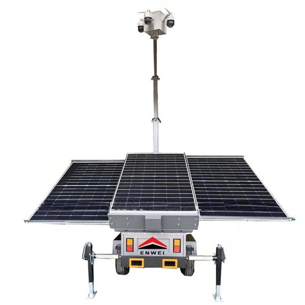 Rapid Deployment Solar Security Trailer 6 Meters Manual Mast For Remote Area Monitoring