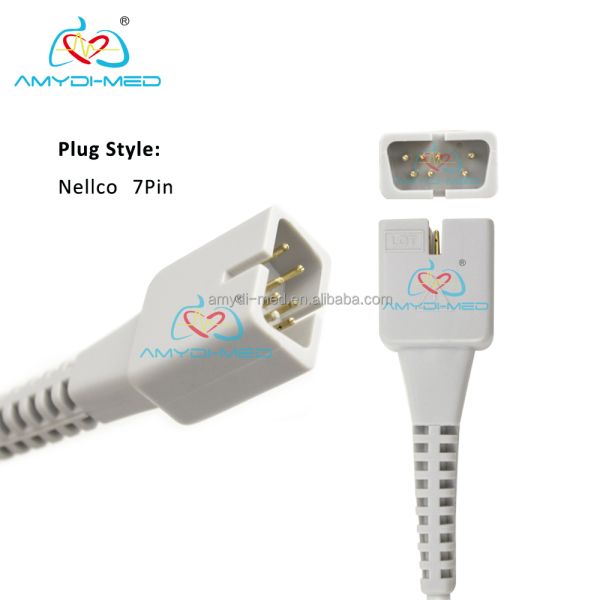 DB9 7 Pin 3 Meters Nellcor Reusable Spo2 Sensor TPU Cables For Adult Finger Tip